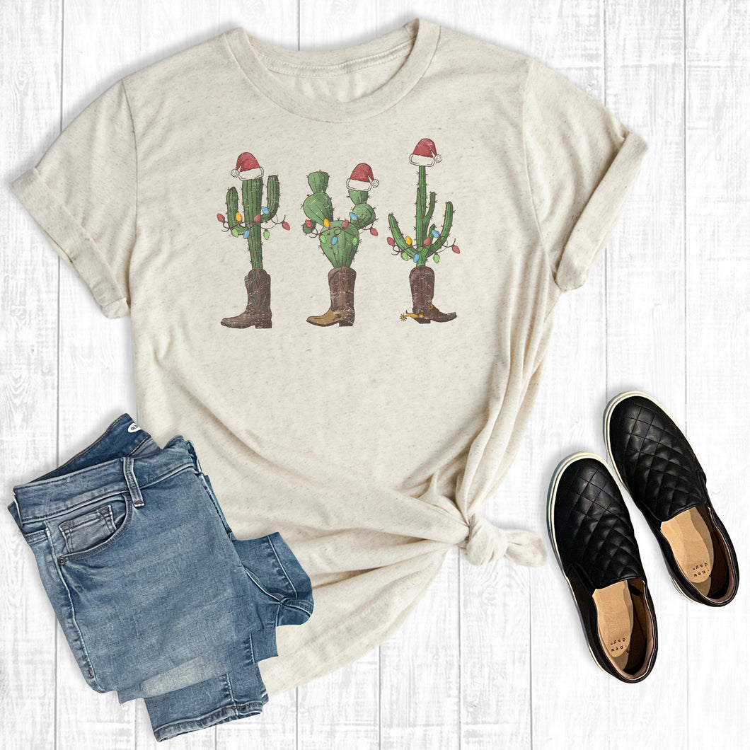 Merry Christmas Cactus Boots