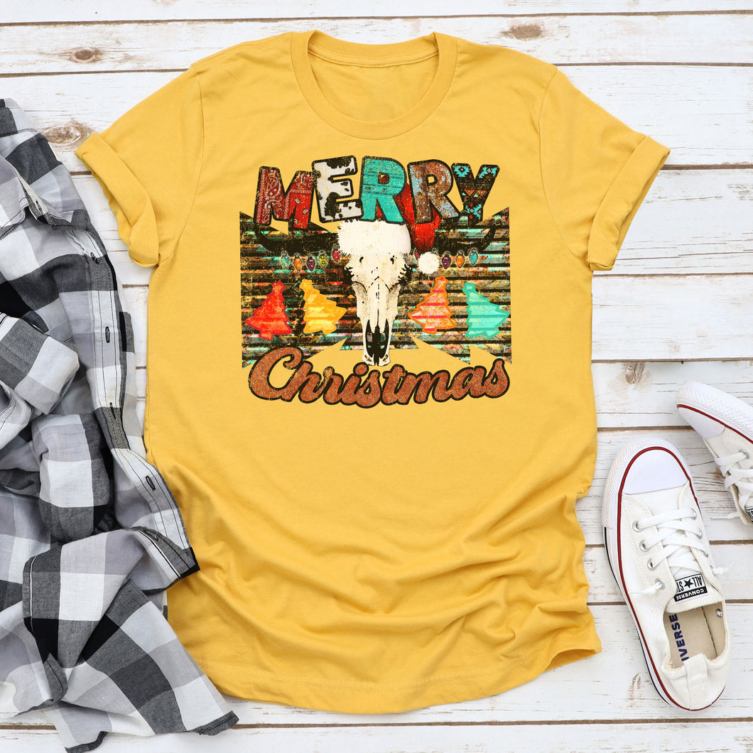 Merry Christmas Cow Skull