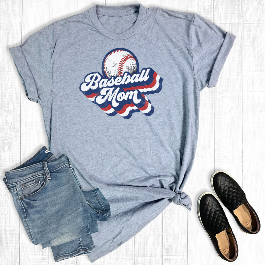 Red White And Blue Vintage Baseball Mom