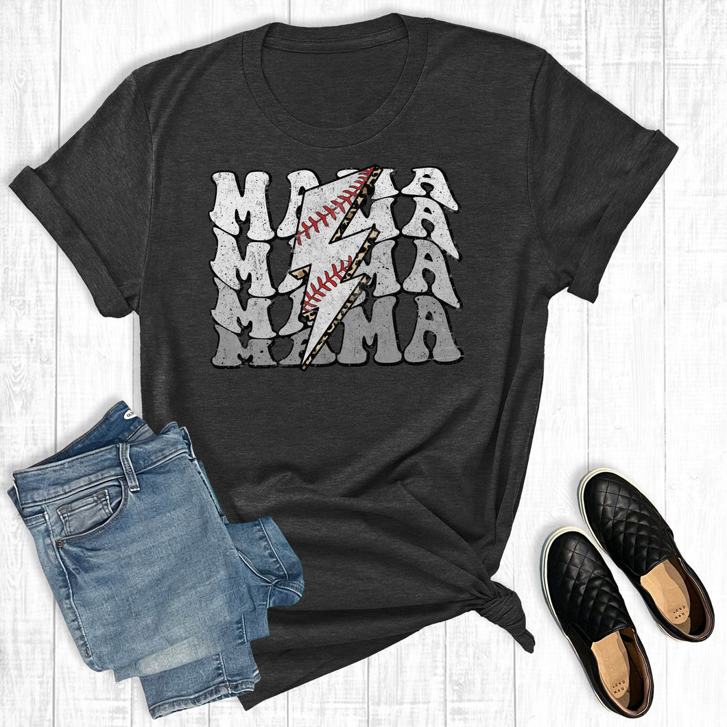 Retro Lightning Bolt Baseball Mama