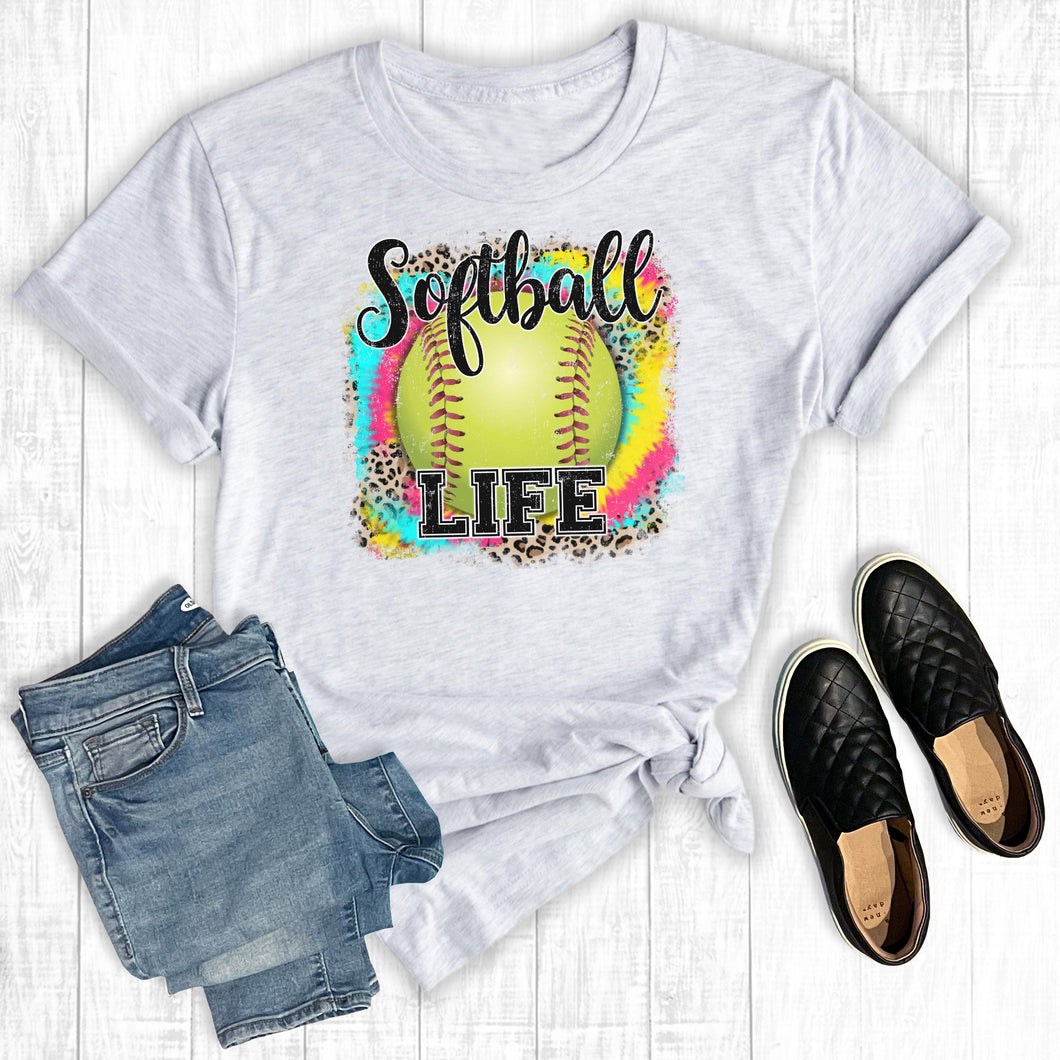 Tie Dye Leopard Softball Life