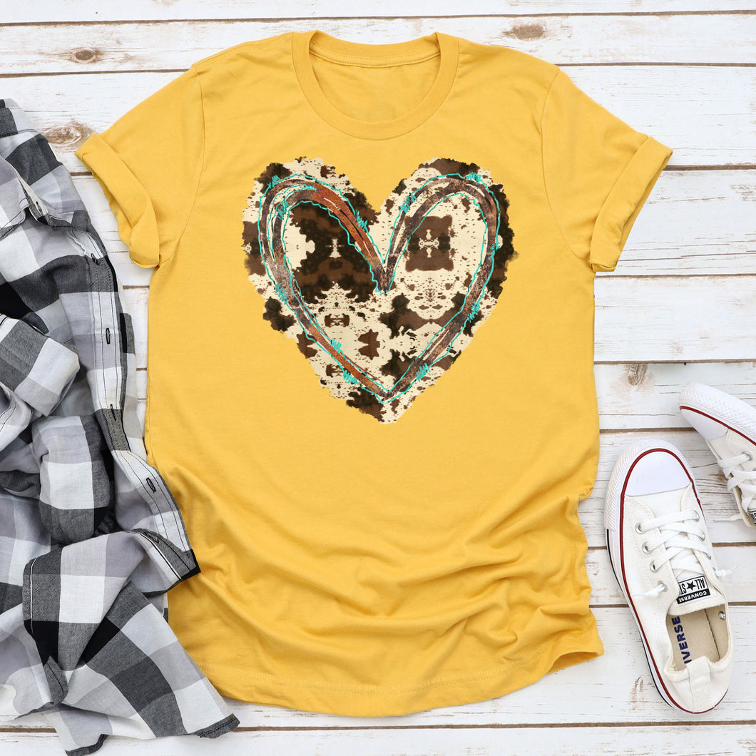 Turquoise Cow Print Heart