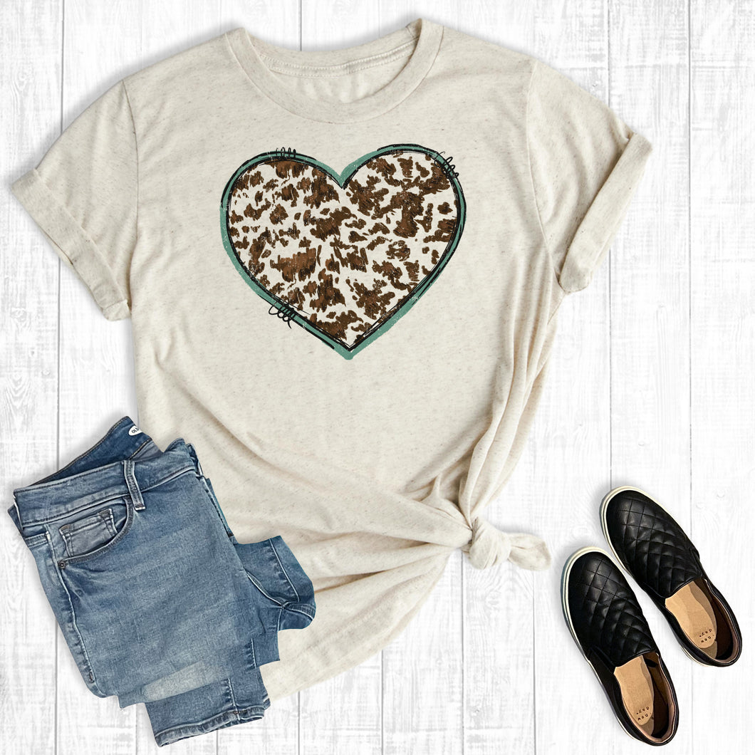 Turquoise Cowhide Heart